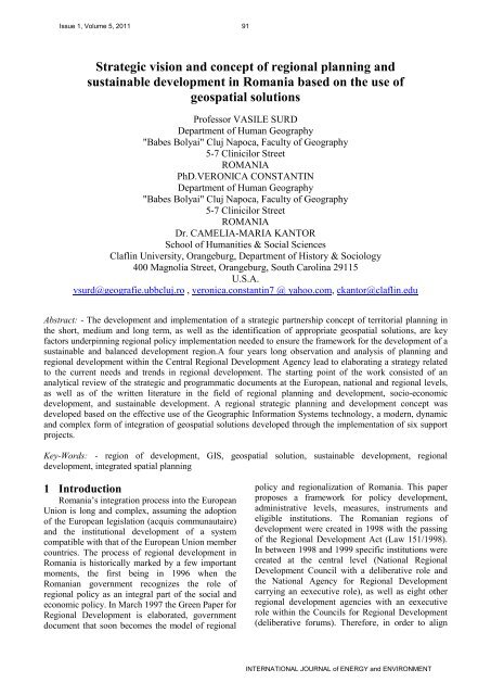 Strategic vision and concept of regional planning and sustainable ...