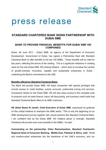 standard chartered bank signs partnership with dubai sme