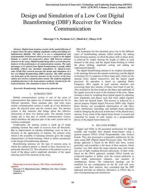 Design and Simulation of a Low Cost Digital Beamforming (DBF ...