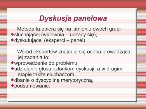 "Metoda dyskusji na lekcji języka polskiego - prezentacja ...