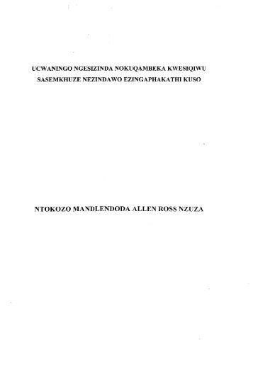 uewANINGO NGESIZINDA NOKUQAMBEKA KWESIQIWU ...