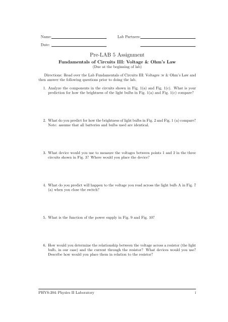 Lab & Pre-lab #5: Voltage