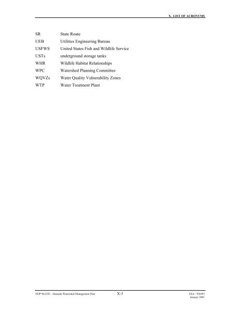 SFPUC 2001 Alameda Watershed Management Plan