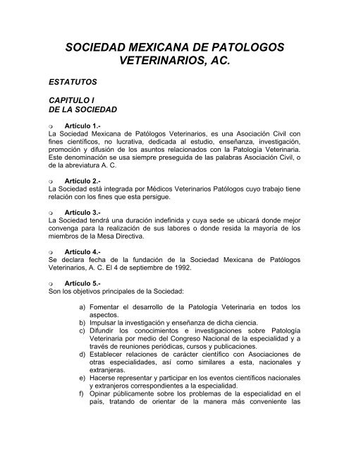 SOCIEDAD MEXICANA DE PATOLOGOS VETERINARIOS, AC