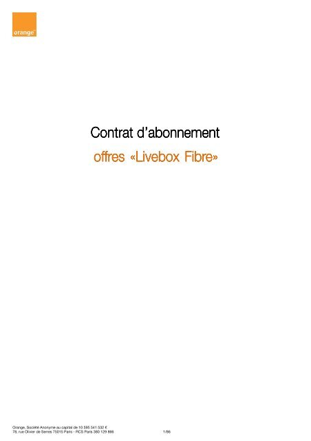 contrat d'abonnement offres Â« Livebox Fibre Â» - Orange mobile