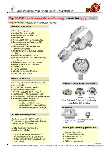 Typ SDT 03 Hochtemperaturausführung - Seli GmbH