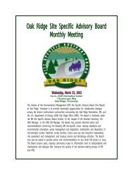 Oak Ridge Site Specific Advisory Board Monthly Meeting