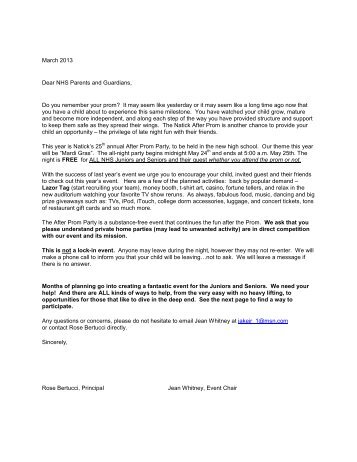 Parent Letter and Volunteer Form - Natick Public Schools