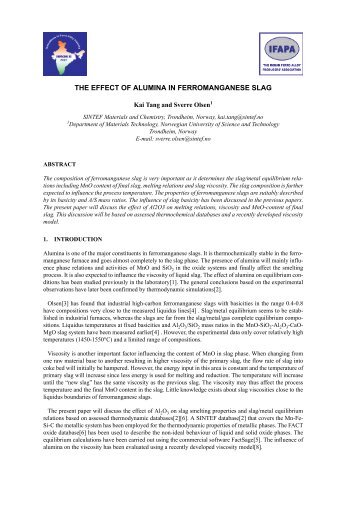 the effect of alumina in ferromanganese slag - Pyro.co.za