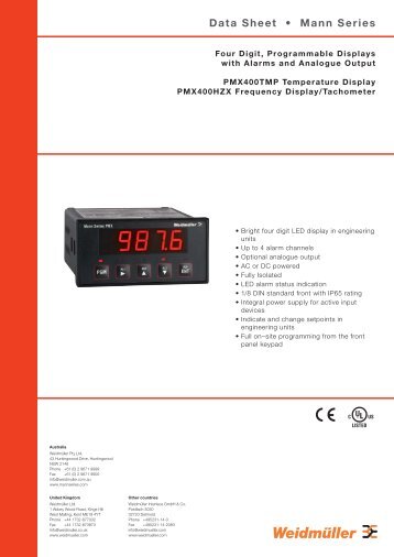 PMX400 Four Digit Programmable Display with Outputs