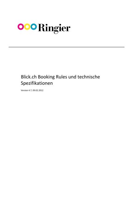Blick.ch Booking Rules und technische Spezifikationen