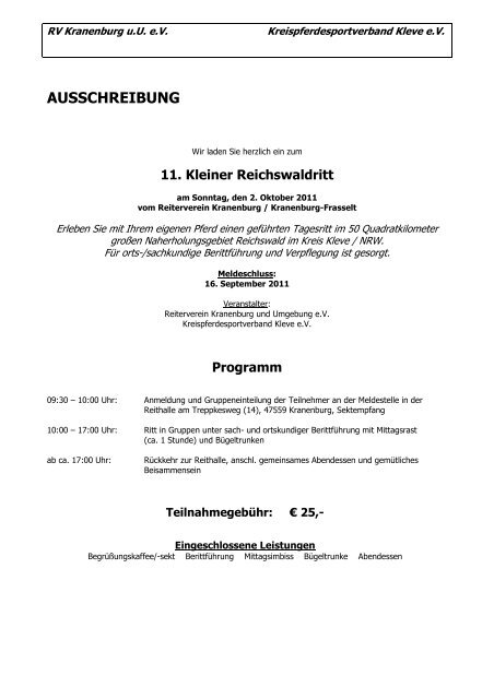 11. Kleiner Reichswaldritt - Reit- und Fahrverein Straelen 1930 eV