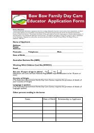 Baw Baw Family Day Care Educator Application Form