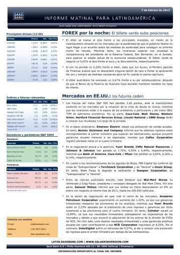 07/02/2012 Informe diario de mercados de Saxo Bank Bajan los ...