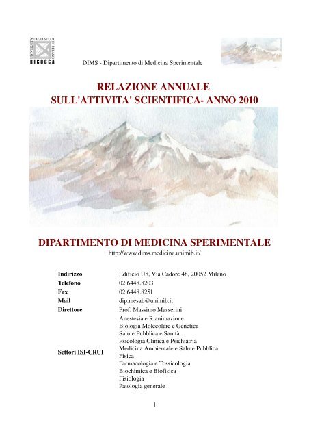Relazione Annuale 2010 - Dipartimento di Medicina Sperimentale ...