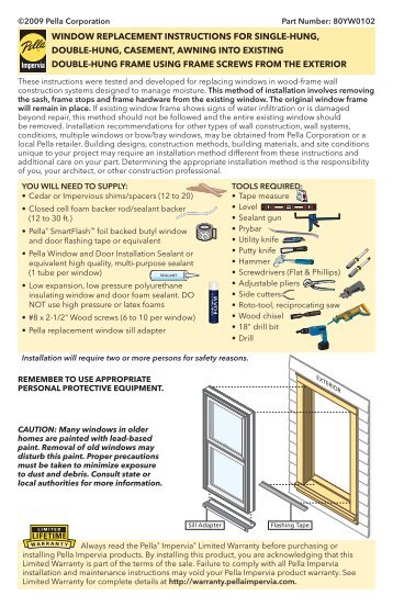 window replacement instructions for single-hung, double ... - Pella.com