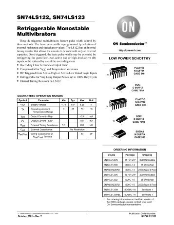 SN74LS122, SN74LS123 Retriggerable Monostable Multivibrators