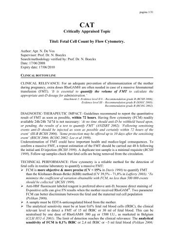 Fetal Cell Count by Flow Cytometry. - UZ Leuven
