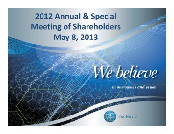 Annual & Special Meeting of Shareholders - Prometic - Life Science ...