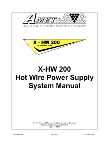 XM Hotwire System Manual - AMET Inc