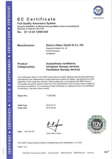 EC-Certificate Full quality assurance system - bei Salvia Lifetec