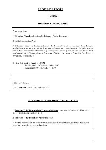 PROFIL DE POSTE Peintre - Arpajon