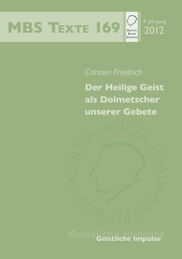 Der Heilige Geist als Dolmetscher unserer Gebete - Martin Bucer ...