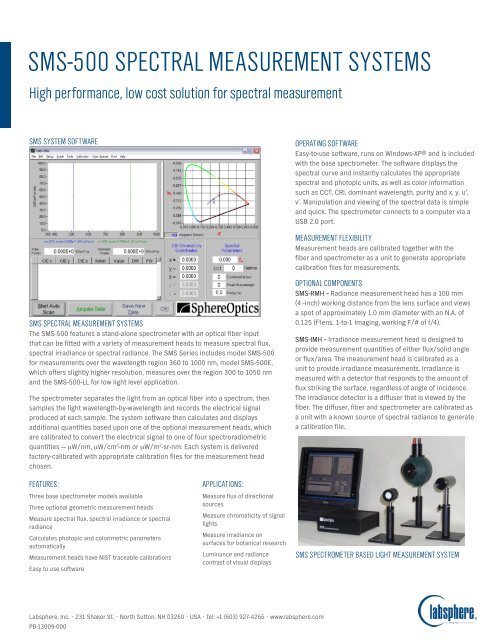 SMS-500 SPECTRAL MEASUREMENT SYSTEMS - Labsphere Inc