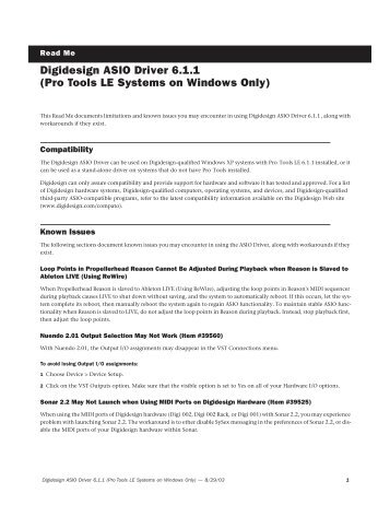ASIO Driver Read Me.pdf - Digidesign Support Archives
