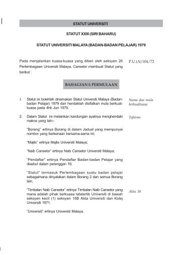 statut universiti malaya (badan-badan pelajar) - MyUM - Universiti ...