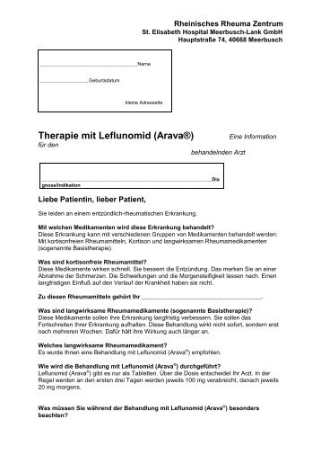 Therapie mit Leflunomid (Arava®) - St. Elisabeth-Hospital ...