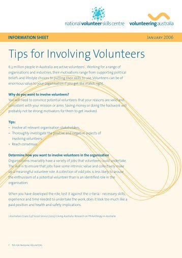 Tips for Involving Volunteers - Volunteering Australia