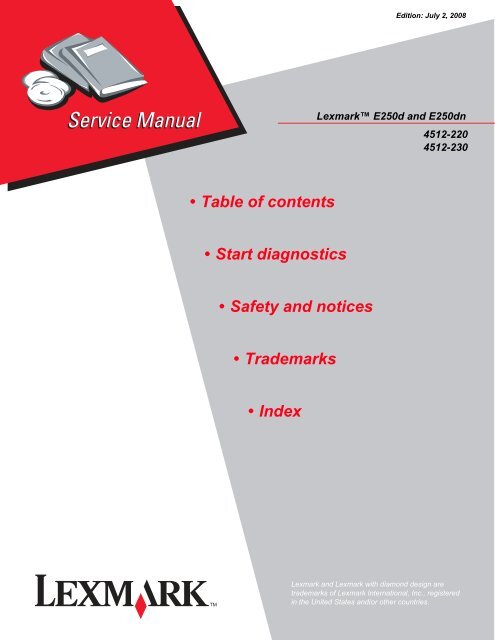 Lexmark E250d and E250dn Service Manual - Market Point