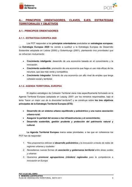 a.- principios orientadores, claves, ejes, estrategias ... - SIUN - Navarra