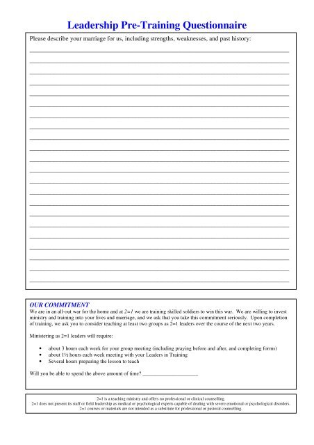 Leadership Pre-Training Questionnaire - 2=1 - The Combined ...