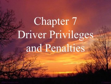 Chapter 7 - Driver Privileges and Penalties - Teacher Notes