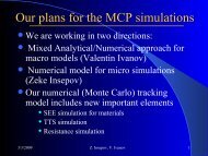 MCP Simulations: State of Art