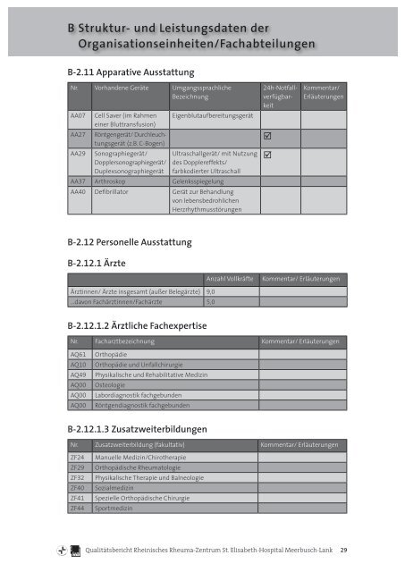 und Leistungsdaten der Organisationseinheiten/Fachabteilungen