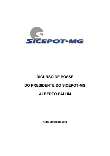 dicurso de posse do presidente do sicepot-mg alberto salum ...