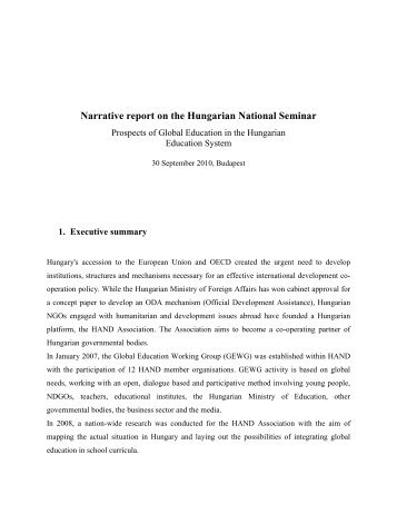 Narrative report on National Seminar in Hungary 30092010