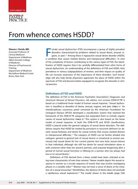 S16 From whence comes HSDD? - The Journal of Family Practice