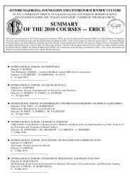 summary of the 2010 courses ?  erice - Ettore Majorana - Infn