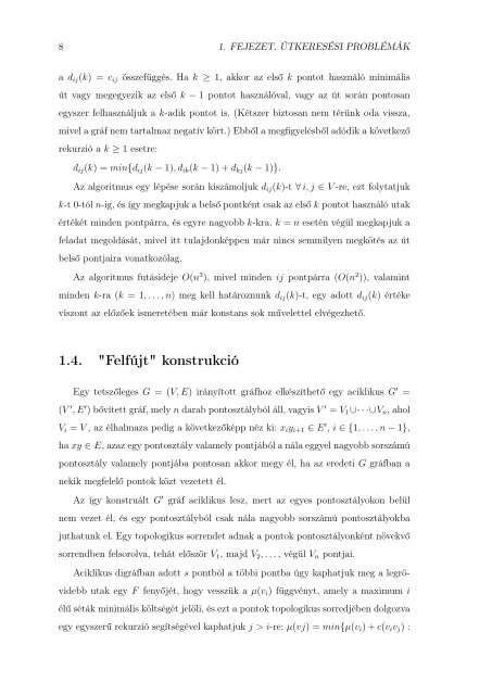 Kis-Benedek Ágnes Dinamikus programozás a gráfelméletben