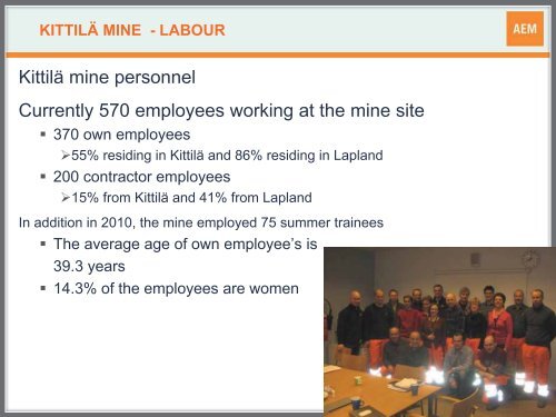 Agnico-Eagle Mines Limited KittilÃ¤ Mine â Presentation ... - Bergforsk