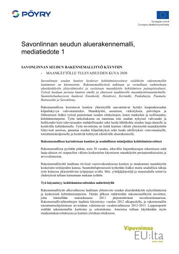 Savonlinnan seudun aluerakennemalli, mediatiedote 1