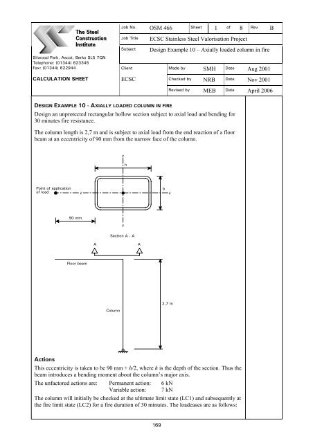 Fire resistance of RHS beam-column - Steel-stainless.org