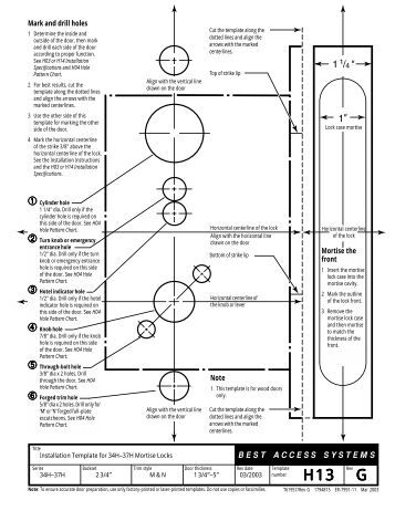 Marks Mortise Lock Template Om1 Template Installation Template For 45hom M Mortise Locks Marks Mortise Lock Template Om1 Template Installation Template For 45hom M Mortise Locks