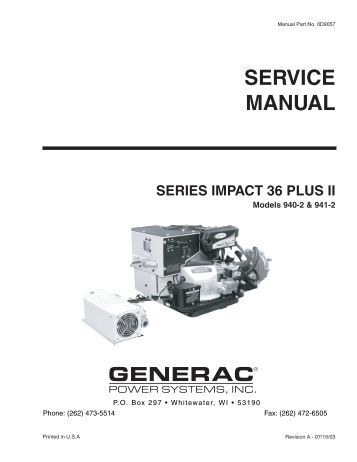 Generac Parts Manual 99av Generac Parts Manual 99av
