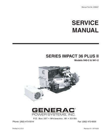 Impact 36 Plus II Service Manual D9057 - Generac Parts