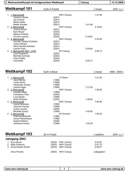 Wettkampf 103 - Tvebern-schwimmen.de